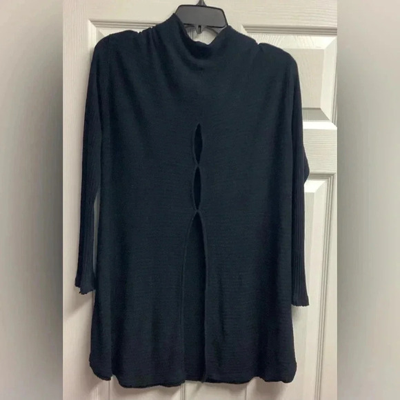 Free People/We The Free Lover Ribbed Black 3/4 Sleeved Tunic Sweater Size Medium - Picture 5 of 5